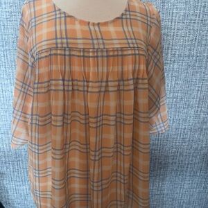 Plaid Sheer Blouse Michael Kors